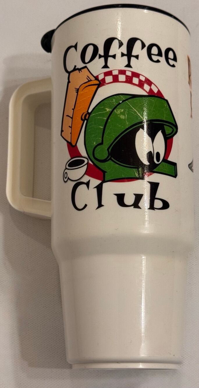 Vintage Warner Bros Marvin Martian Coffee Club Plastic Travel Mug 1998